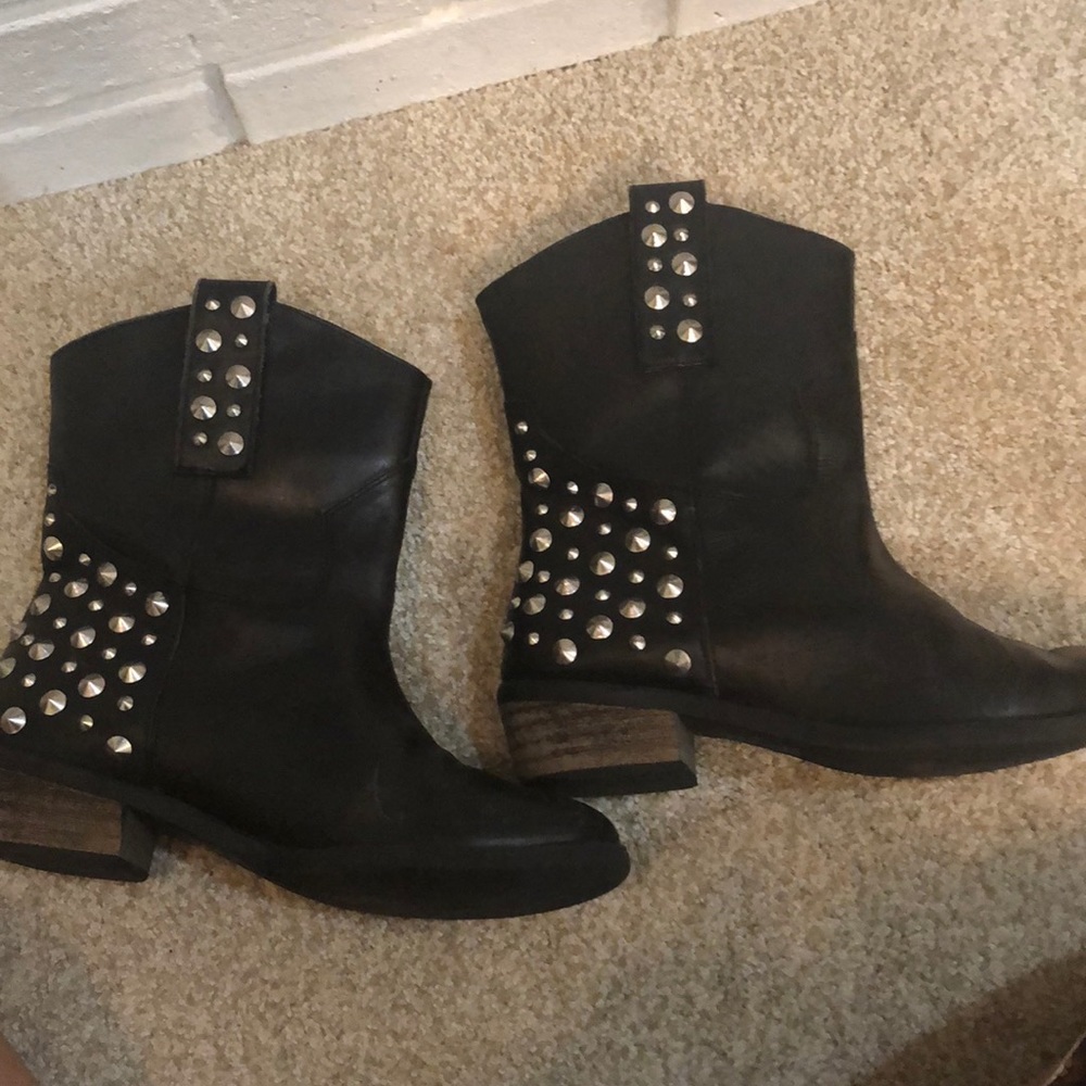 Leather Studded Black Punk Boots sz.7